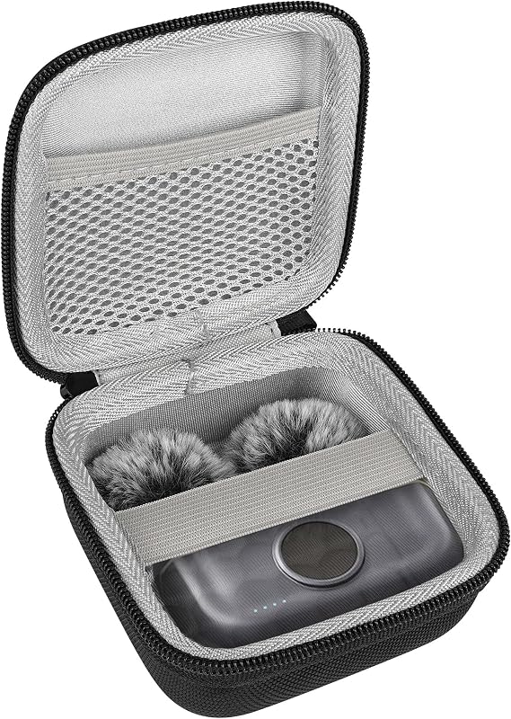 Geekria for Creators Microphone Carrying Case Compatible with Hollyland Lark M2, LarkA1, Maono WaveT5, Rode Wireless Micro Charging Case, Mic Hard Shell Travel Bag with Cable Storage (Black)