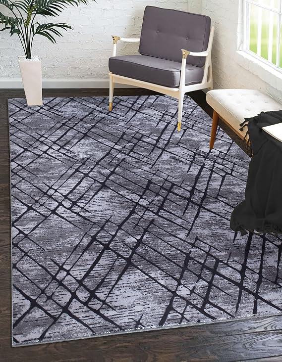 Generic Non Slip Modern Design Large Area Rugs for Living room Bedroom Kitchen Rug Washable Floor Mat Small Door Mats (Grey, 120 x 170 cm)