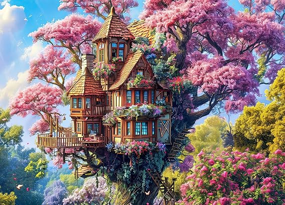 Puzzles 1000 Pieces for Adults Jigsaw Puzzles for adults 1000 Piece Puzzle Educational Games -Fantasy Flower Tree- Decoration Puzzle