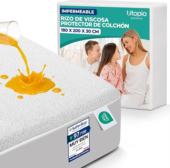 Viscose Terry Waterproof Mattress Protector 180x200x30cm