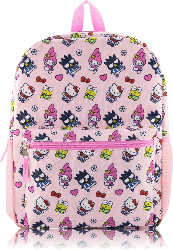 Fast Forward Hello Kitty, Bluey, Stitch or Strawberry Shortcake Backpack for Kids | Classic Bookbag for Girls, Boys, Unisex, Hello Kitty and Friends - Pink, M, Daypack Backpacks