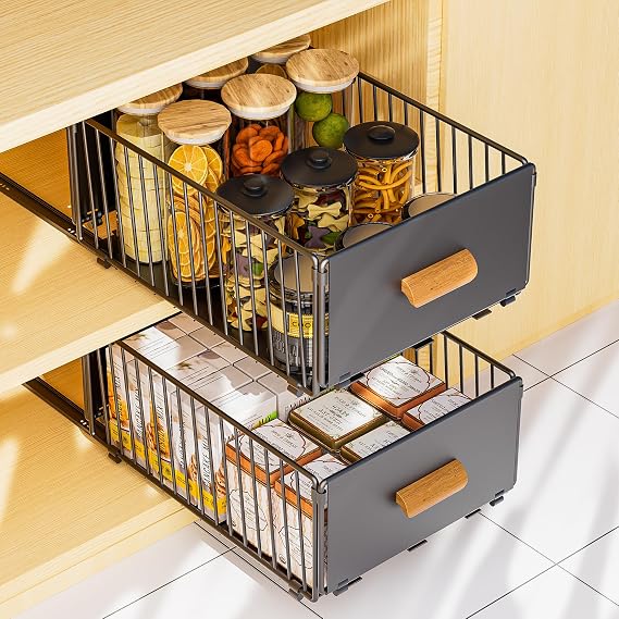 Sliding Drawers for Kitchen, Drawer Organizer, No Drilling or Nailing, Removable Tray Cupboard