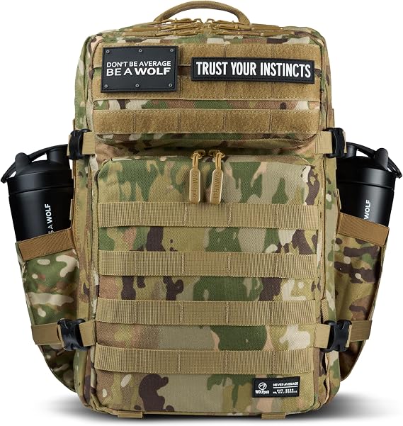 WOLFpak 45L Athletic Gym Backpack - Durable 1000D Waterproof Oxford Material, MOLLE Webbing, with Laptop Pocket