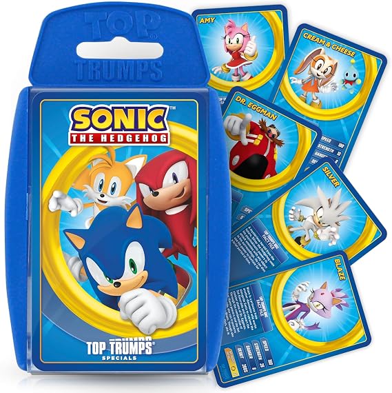 Top Trumps Sonic The Hedgehog Specials Card Game, play with Tail, Knuckles, Eggman, Chaos, Blaze and Chaos from the iconic Sega MegaDrive game, educational gift and toy for boys and girls aged 6 plus