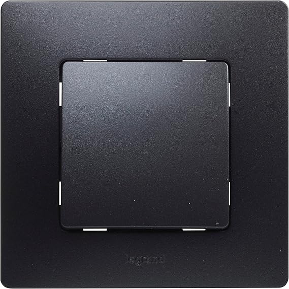LEGRAND Push button 6A, Niloé Monobloc, Complete with Frame, Black, 396491