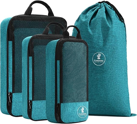 Premium Compression Packing Cubes Travel Suitcase Organisers Laundry Bag (Green)