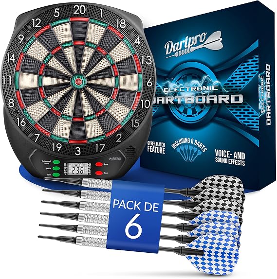 DartPro - El original - Diana electrónica - Diana con 6 dardos [inalámbrica] - Innovadora máquina automática de dardos con 65 variantes - Dardo para 1 a 8 jugadores