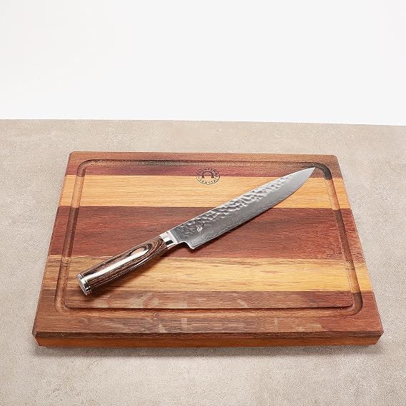 KAI Shun Premier Tim Mälzer TDM-1704 Professional Professional Damascus Knife + XXL Kitchen Board with Juice Groove 40 x 30 cm