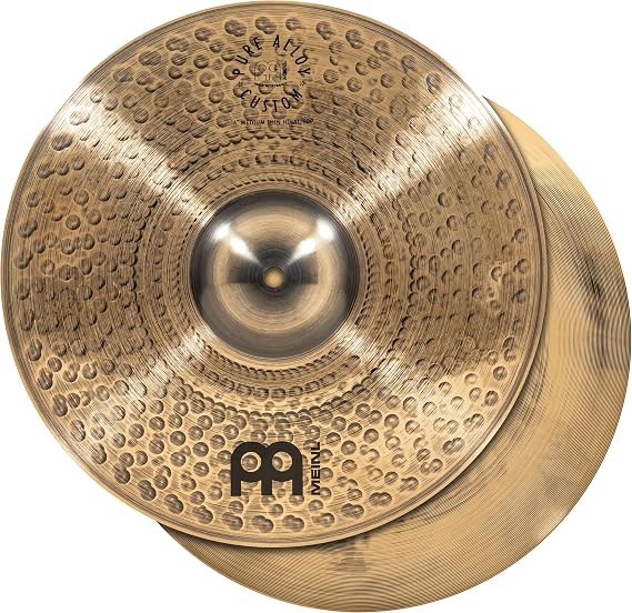 Meinl Cymbals Pure Alloy Custom Hihat Medium Thin Cymbal 14 inch (Video) for Drum Set (35,56cm) – Pair – Pure Alloy Bronze, Custom Smoked Bronze Finish (PAC14MTH)