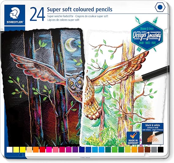 STAEDTLER -149C ST Color Super Soft, Multicolor, 1 Metal Box with 24 Pencils (149C M24)