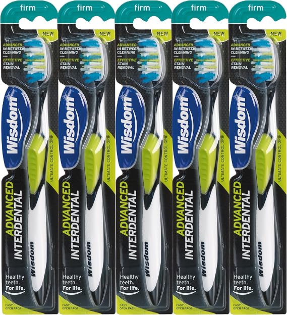 Wisdom Advanced Interdental Firm Brush, Pack of 5, Assorted Colors