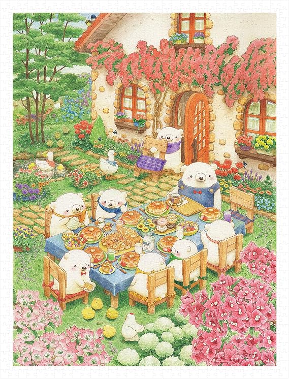 Pintoo H2795 1200 Piece Plastic Jigsaw Puzzle Chipp_Chiro and the Bear Pancake Party 17.7 x 23.2 inches 45 x 59 cm, Difficult to Splinter Free