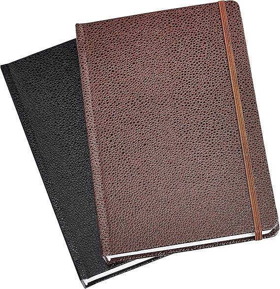 Amazon Basics Shagreen Journal Notebook, Pack of 2, Black Brown