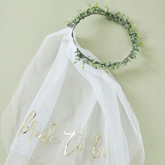 Ginger Ray Eucalyptus Bride to Be Hen Party Veil- Botanical Hen Party