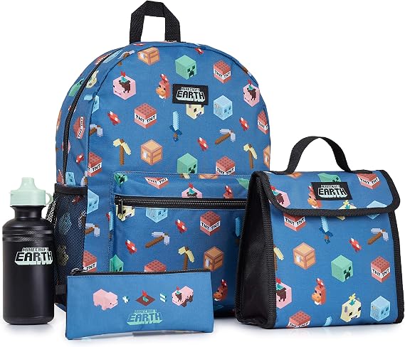 Minecraft School Backpack Boys Kids Backpack Pencil Case Lunch Bag Set