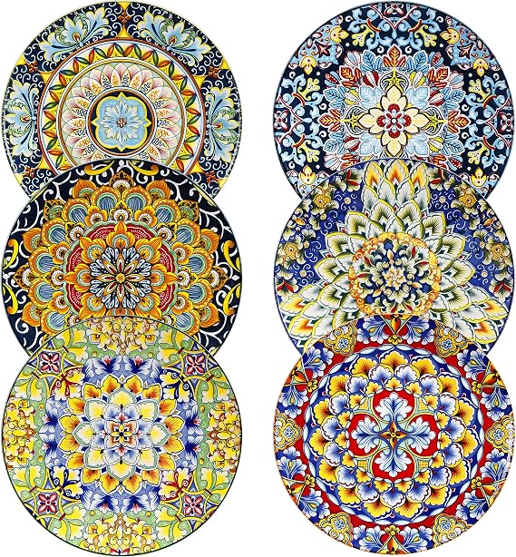 vancasso SIMI 8.5 in Dessert Plates Set of 6, Porcelain Salad Plates
