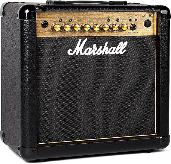 Marshall MG15GFX Guitar Combo Amplifer with Built-in FX, Practice Amp Suitable for Electric Guitar - Black and Gold