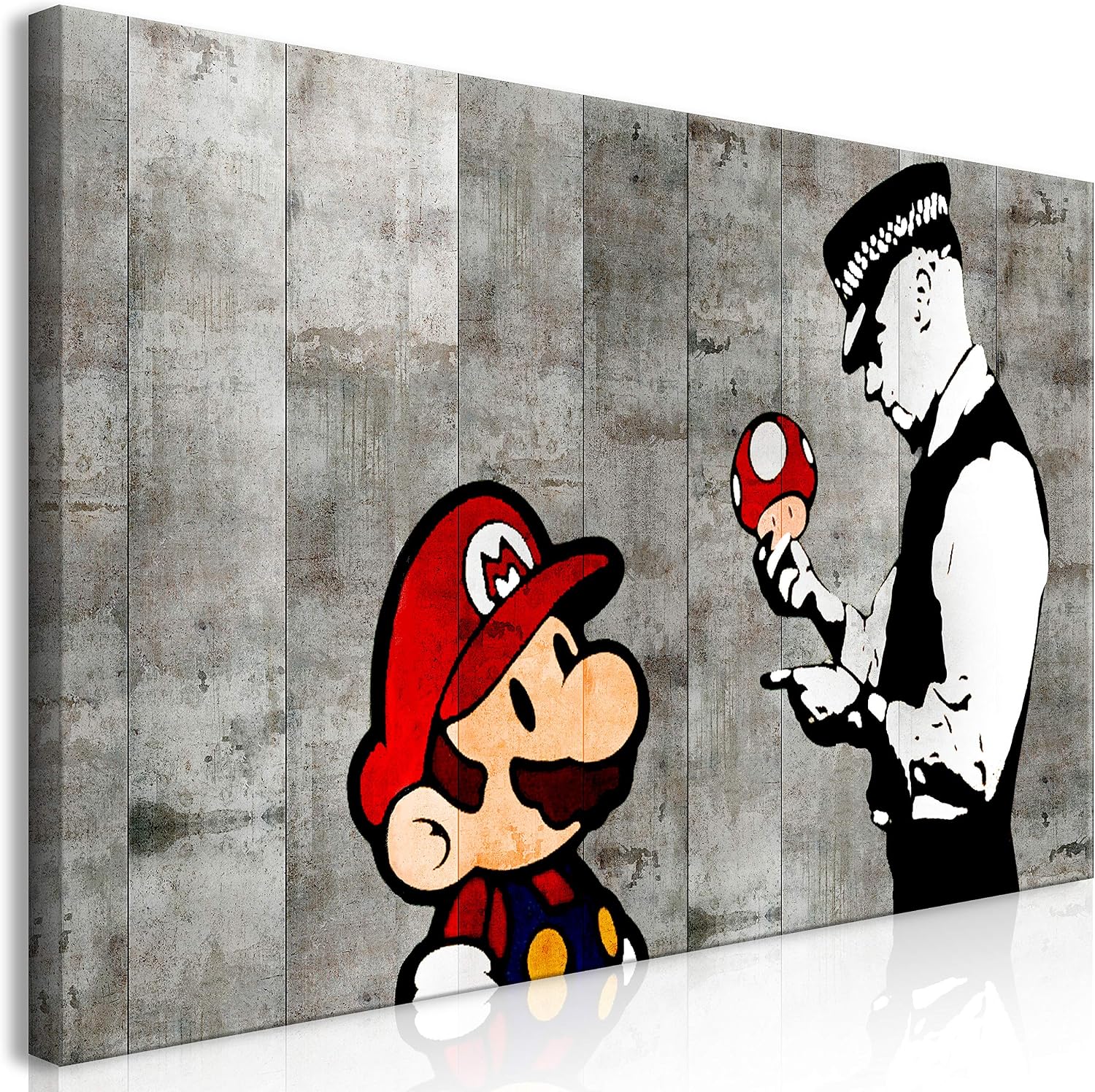 murando Wandbild Mega L Banksy Mario Bros Einteiliger XXL-Format Kunstdruck zur Selbstmontage Leinwandbilder moderne Bilder DIY Wanddekoration Wohnung Deko Street Art Mural