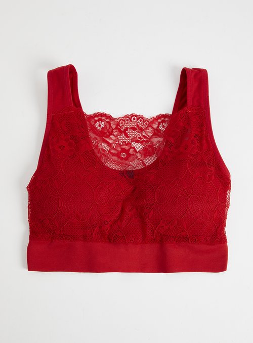 Red Lace Seamless Stretch Crop Top - XXL