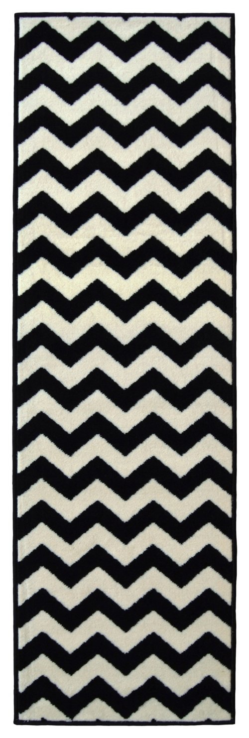 Homemaker Chevron Monochrome Runner - 185x60cm - Black