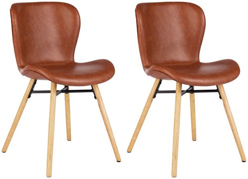 Habitat Etta Pair of Faux Leather Dining Chair - Brown
